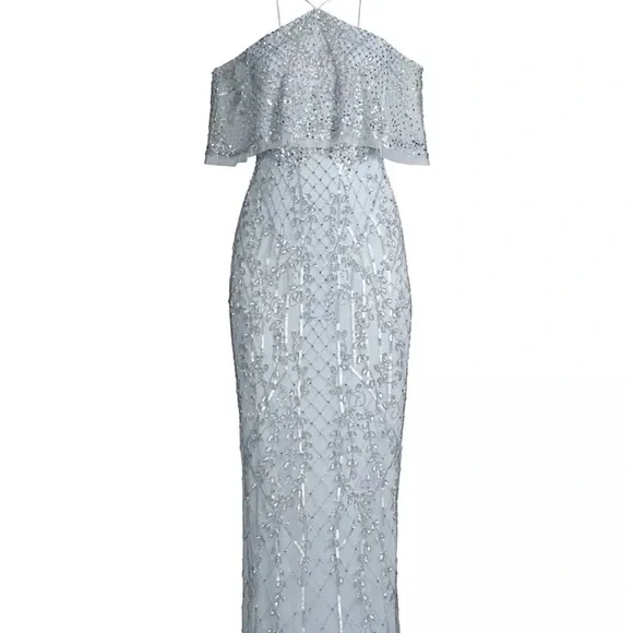 Aidan Mattox Dresses Aidan Mattox Coldshoulder Beaded Gown
